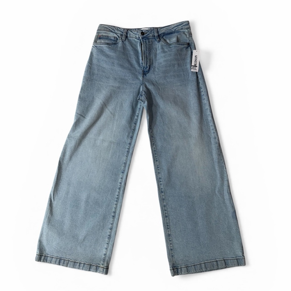 NWT Hudson Jolene Wide Leg Jeans Sz 30 Light Wash Mid Rise Relaxed Premium Denim